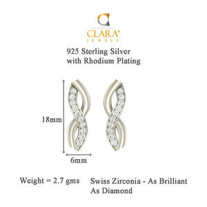 Ensemble collier et boucles d'oreilles pendantes torsadées en argent sterling 925 plaqué rhodium CLARA, bijoux fins, cadeau pour femmes et filles avec chaîne - Product Image 4