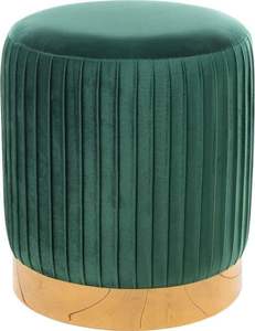 Pouf ottoman en métal, tabouret décoratif pour la maison, les hôtels et les villas, en velours vert. - Product Image 1
