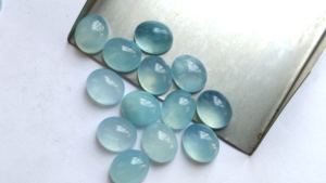 Cabujón de Aguamarina Natural 10X12mm gemas de cuarzo azul de corte ovalado piedras traseras planas para joyería piedras sueltas del fabricante - Product Image 3