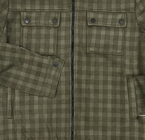 Haute qualité Vintage extérieur hommes veste d'hiver à carreaux vert Olive daim tissu Logo personnalisé épais manteaux chauds - Product Image 5