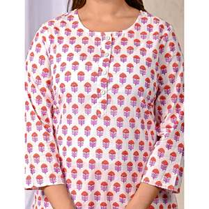 Conjunto de Dos Piezas de Algodón Blanco y Rosa con Decoración de Botones, Manga Tres Cuartos, Tops y Shorts para Uso Diario, Talla XS/XS, para Otoño y Verano - Product Image 2