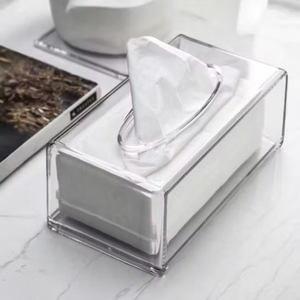 Fabricant de boîtes de mouchoirs en acrylique rectangulaires transparentes Distributeur de serviettes pour le visage Rectangle vente personnalisée - Product Image 1
