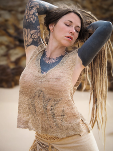 Top de ortiga de ganchillo a mano de algodón 100%, patrón sólido, tejido transpirable, fibra Natural, longitud corta, ropa de ganchillo a mano - Product Image 3