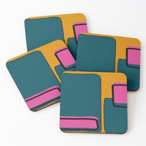 984 Madera de mango/Madera de Acacia sobre posavasos para servir té impresos Juego de 4 piezas accesorios de cocina posavasos - Product Image 5