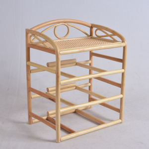 Natural Rattan 3-Tier <b>Wicker</b> Storage <b>Basket</b> Organizer With Wooden Frame Handmade Decorative <b>Shelf</b> - Product Image 5