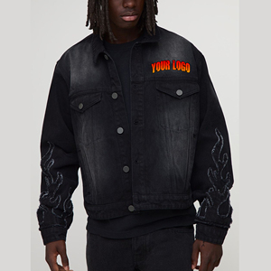 Chaqueta vaquera con cierre abotonado hecha a medida al por mayor para hombre, chaqueta vaquera con logotipo y apliques personalizados transpirable de algodón orgánico - Product Image 4