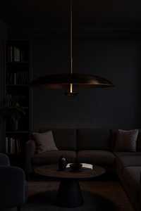 Lustre en laiton de style moderne du milieu du siècle, luminaire suspendu fait à la main, abat-jour en forme de dôme, lustre italien, luminaires Sputnik Stilnovo - Product Image 5