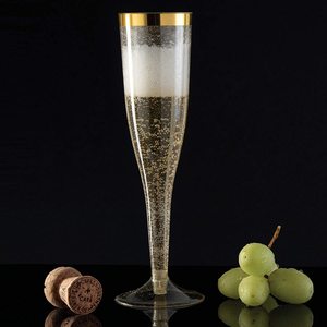 Verres à flûtes à <span class=keywords><strong>champagne</strong></span> en plastique à paillettes dorées jetables bon marché - Product Image 5