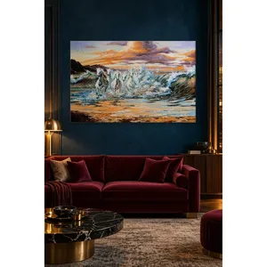 ภาพพิมพ์บนผ้าใบม้าสีขาวฟิดา วิ่งผ่านคลื่น - Product Image 1