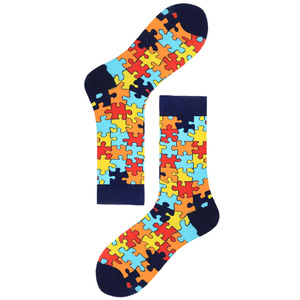 Calcetines deportivos personalizados de alta calidad, diseño de rompecabezas de colores, Cómodos calcetines de algodón para hombres y mujeres, calcetines atléticos informales divertidos ODM - Product Image 3