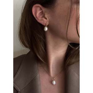 Baroque <b>Pearl</b> Earrings & Necklace Stack 24K Gold Plated Elegant Bridal Fine Jewelry <b>Sets</b> for Wedding Occasions - Product Image 2