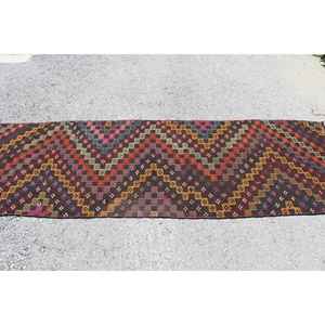 2.6x8.3 ft Turkish Rug, Vintage <b>Runner</b> Rug, <b>Red</b> Oriental Wool Rug - Product Image 3