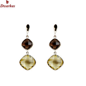 Classic 925 Sterling <b>Silver</b> Lemon Quartz Multi Stone Drop <b>Earrings</b> Handmade Best Design Fine Jewelry for <b>Weddings</b> Parties Gifts - Product Image 1