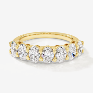 Anillo de Compromiso de Media Eternidad con Moissanita de Corte Ovalado de Lujo, Color D, 0.25 CT*7 Piedras, Anillo a Juego, Plata de Ley 925 - Product Image 2