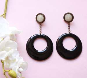 Pendientes de Aro Gruesos de Resina, Joyería de Moda, Pendientes de Acrílico Negro para Mujer, Artesanías de Resina Bh - Product Image 1