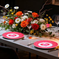 Assiette en mélamine romantique en forme de cœur XOXO, vaisselle de la Saint-Valentin, décoration de table, assiette à salade pour restaurant
