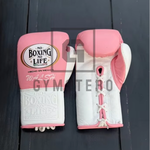 Gants de boxe GYMSTERO personnalisés en cuir de vachette véritable, à doigts entiers, avec sangle de poignet réglable à boucle auto-agrippante, tailles 8oz-18oz - Product Image 1