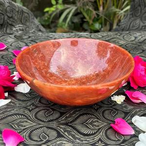 Bol sculpté en cristal d'aventurine rouge naturelle, mascotte artisanale, pierre précieuse énergétique, guérison des chakras, décoration d'autel, méditation, Feng Shui - Product Image 3