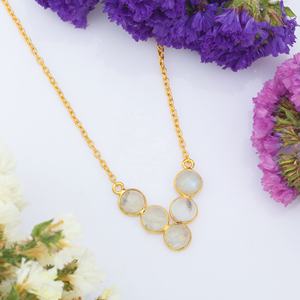 Collares de Plata de Ley 925 con cadena colgante chapada en oro de arcoíris blanco natural estilo bonito acento de lujo - Product Image 6