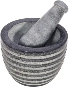 Wholesale Stone Mortar And Pestle Layer Design Dark Grey Colour from Indian Exporter and Manufacturer