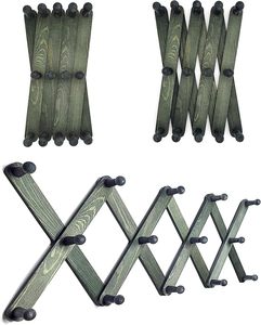 Expandable Wooden Coat <b>Rack</b> Hanger Accordion Wall Mounted Pine Wood Hooks Handmade Vintage Expanding for Hats Bags & Rooms - Product Image 1