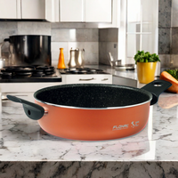 Casserole en aluminium italienne antiadhésive bronze avec effet granit pour la cuisson, le ragoût, le braisage et l'économie d'énergie