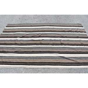 Tapis Turc Vintage Moderne 5.2X8.6 pieds Marron Blanc Patchwork Design Fait à la Main Laine Latex Grand Rectangle pour Couloir pour Adolescents - Product Image 4