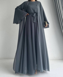 Tissu en mousseline de soie papillon Abaya Ceinture Designs Avant Ouvert Style Abaya Convient pour un usage quotidien Vente en gros Fabricant Turquie - Product Image 4