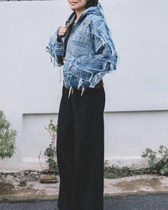 OEM แจ็กเก็ตยีนส์สไตล์ยีนส์สำหรับผู้หญิงแจ็กเก็ตเดนิมโอเวอร์ไซส์สีตามสั่งสำหรับฤดูใบไม้ร่วง - Product Image 2