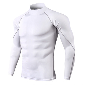 Camisetas de compresión de secado rápido para hombre, ropa deportiva transpirable elástica de manga corta, logotipo personalizable, protector contra sarpullidos para correr - Product Image 3