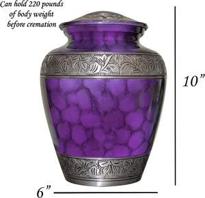 Urne de crémation personnalisée Urne de crémation funéraire humaine pour adultes Belle urne violette avec personnalisation souvenir et sac en velours - Product Image 3