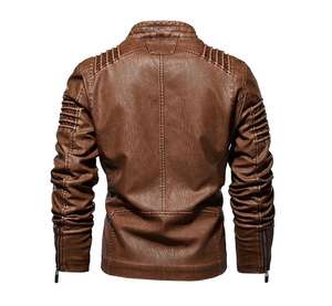 ODM Veste de moto motard en cuir de mouton véritable de haute qualité pour hommes, coupe-vent à fermeture éclair, grande taille - Product Image 2