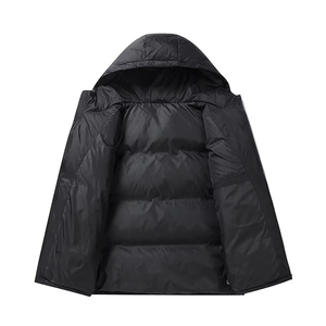 เสื้อแจ็คเก็ตพัฟเฟอร์บุขนเป็ดสำหรับผู้ชาย แฟชั่นฤดูหนาว อุ่นสบาย คุณภาพสูง กันลม มีฮู้ด คอตั้ง น้ำหนักเบา - Product Image 5