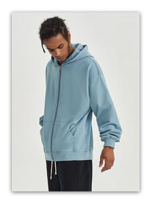 Sweat à capuche non tissé zippé imprimé de logo personnalisé en gros Sweatshirts Hip Hop Streetwear surdimensionnés lourds pour hommes pour l'hiver - Product Image 3