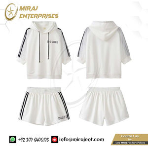 Novedad de verano, trajes de pantalón deportivos holgados de manga corta con capucha para la edad, conjunto informal transpirable de dos piezas, ropa de mujer - Product Image 2