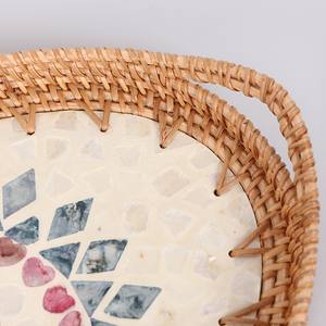 Plateau ovale durable en nacre avec motif géométrique en rotin, écologique, vente en gros pour l'hôtellerie, le stockage, les aliments et les boissons - Product Image 6