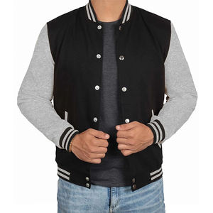 เสื้อแจ็กเก็ตผู้ชายแนวสตรีทวินเทจ, เสื้อแจ็กเก็ตบอมเบอร์พิมพ์ลายตัวอักษรเสื้อเบสบอล - Product Image 1