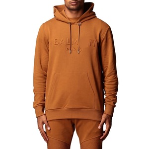 Sudaderas con capucha de hombre de gran tamaño con estampado liso y relieve unisex, ropa de calle chándal con logotipo personalizado - Product Image 1