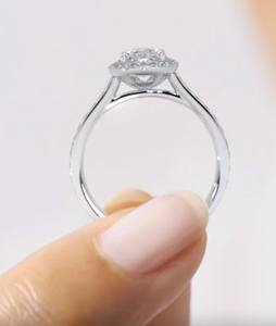 Anillo de compromiso y boda de diamante cultivado en laboratorio de corte ovalado, Joyería de diamantes de oro blanco rosa amarillo de 10K - Product Image 4