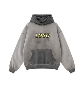 Sudadera con capucha de gran tamaño Vintage de alta calidad 100% algodón French Terry Acid Wash & Digital Printing Hooded Collar - Product Image 1