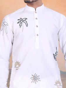 COCO SUN trabajo hecho a mano celebridad Kurta Khadi algodón kurta - Product Image 3