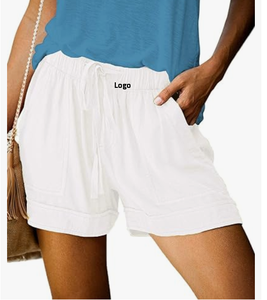 2024 Shorts d'été pour femmes décontracté cordon de serrage confortable avec taille élastique et poches taille moyenne coupe régulière pour la plage légère - Product Image 6