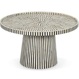 Mesa de centro decorativa para sala de estar, soporte de té con 2 patas de incrustado, color blanco estándar, para cocina y comedor - Product Image 6