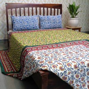 Tissu de Voile de Coton Bio de Couette de Coton Brodé Imprimé de Bloc de Main Exquis avec le Remplissage de Coton Doux Taille Royale-en Vente - Product Image 4