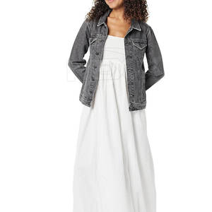 แจ็กเก็ตยีนส์ของผู้หญิงขนาดใหญ่พิเศษดีไซน์ใหม่ระบายอากาศได้และผ่านกระบวนการเสร็จแล้ว - Product Image 4