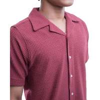 T-shirt décontracté à manches mi-longues en tricot gaufré pour hommes, design léger et confortable, tissu respirant 100% coton pour tous les jours