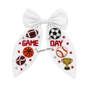 Moños Hechos a Mano con Cuentas para Animar en Días de Juego, Accesorios para el Cabello para Fanáticos del Deporte - Product Image 1
