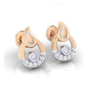 Boucles d'oreilles clous certifiées or 14 carats multicolores et diamants véritables avec 16 pierres - Product Image 1
