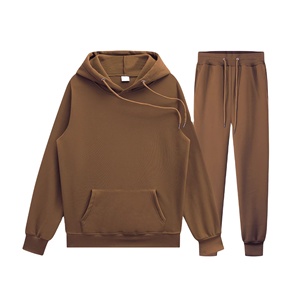 Vêtements de sport d'hiver personnalisés, survêtement en molleton uni pour homme, 100% coton, ensemble de sport - Product Image 5