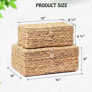 Hot Selling Handmade Eco-Friendly Water Hyacinth Decor <b>Egg</b> Tray <b>Basket</b> Zipper Closure Laundry Storage Organizer Square Rectangle - Product Image 3